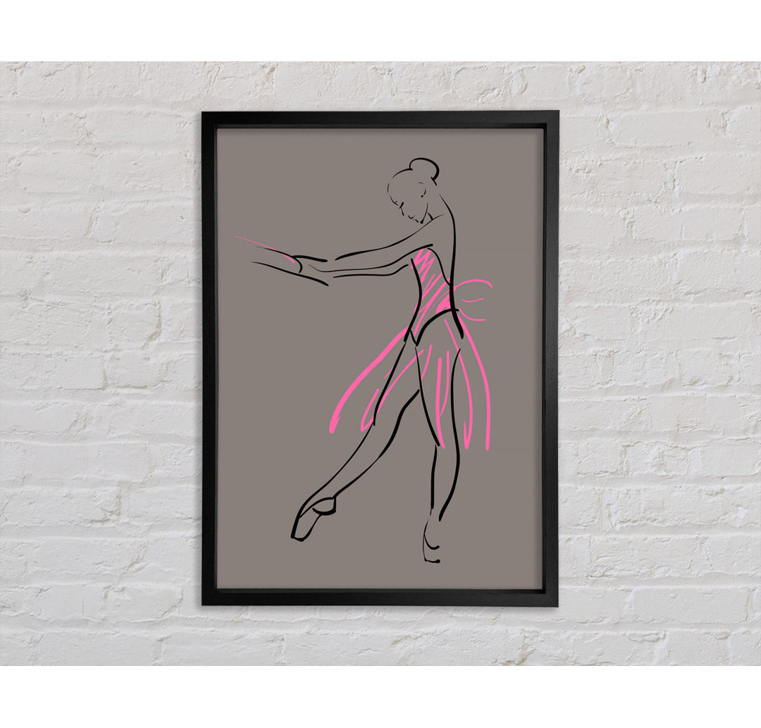 Grey Pink Ballerina 1 - Einzelner Bilderrahmen Kunstdrucke auf Leinwand