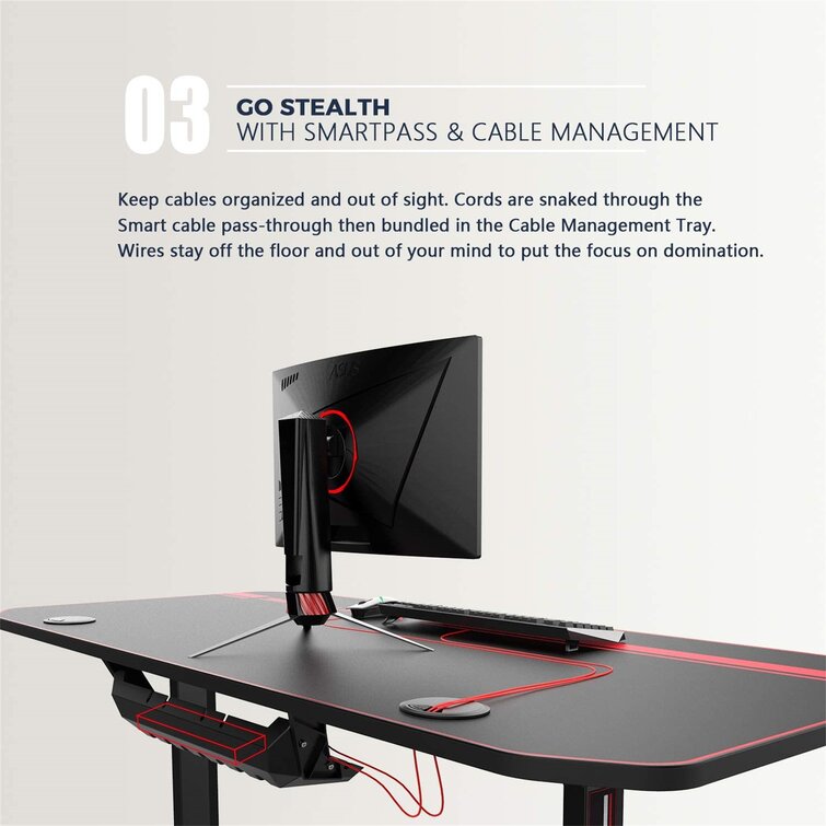 VITESSE 63 inch Gaming Desk, Gaming Computer Desk, PC Gaming Table, T  Shaped Racing Style Professional Gamer Game Station with Free Mouse pad,  USB