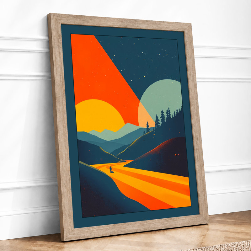 Mountain Dawn Modern - Framed Print, A2 - 59.4 x 42.0 cm, Oak