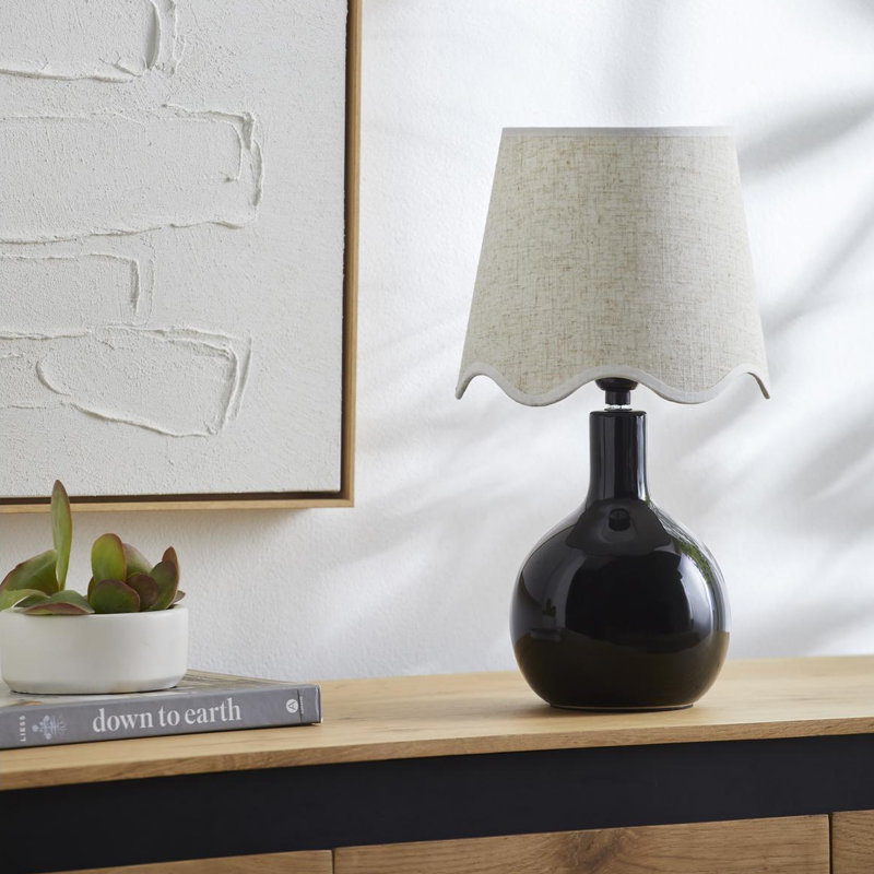 Lampe de table Canvey Maura, Noir, noir, noir, noir, Beige, H 15 po x l 9 po x P 9 po