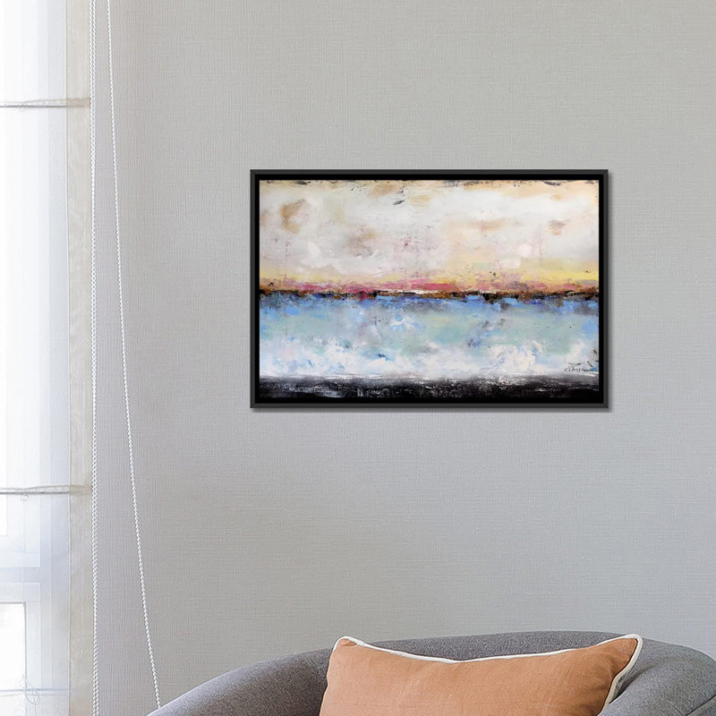 «Abstract Seascape VII», reproduction sur toile, H 18 po x l 26 po x P 1,5 po, Toile avec cadre noir, Pas de tapis