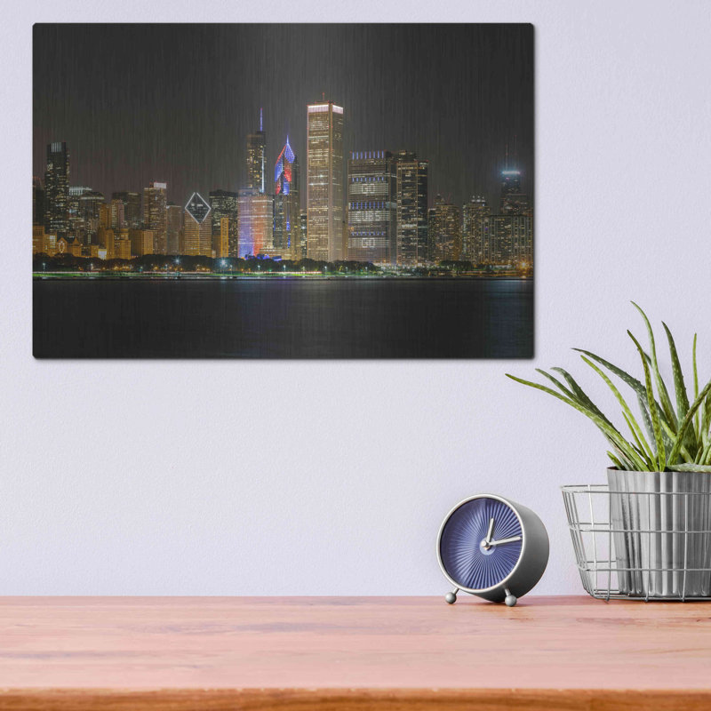 " Chicago Cityscape Baseball Crop " by AKG, 12" H x 16" W