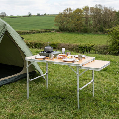 Rectangular Metal Extendable Outdoor Picnic Table - 90 cm W 60 cm D