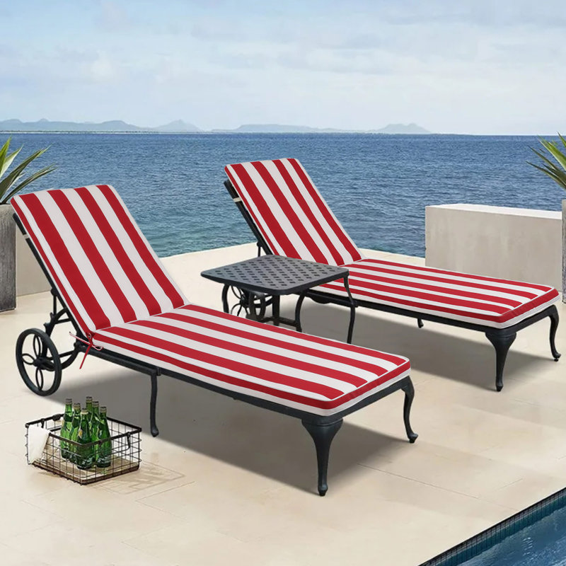 Outdoor Lounge Chair Cushion Replacement Patio Funiture, Polyester, Blue Striped