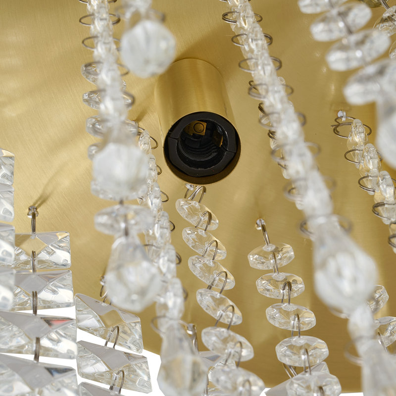 Plafonnier en cristal à 5 lumières Cheyan, Brushed Brass