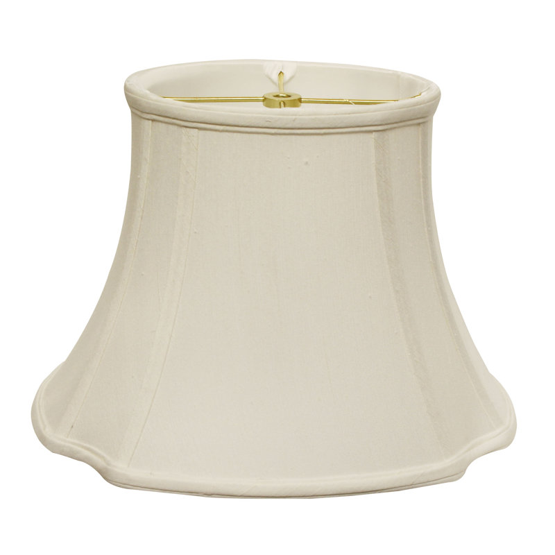 Abat-jour de table ovale blanc - 9 po de haut x 15 po de bas x 10 po de hauteur, tissu de shantung de coin souple à revers inversé avec garniture laveuse pour un décor moderne