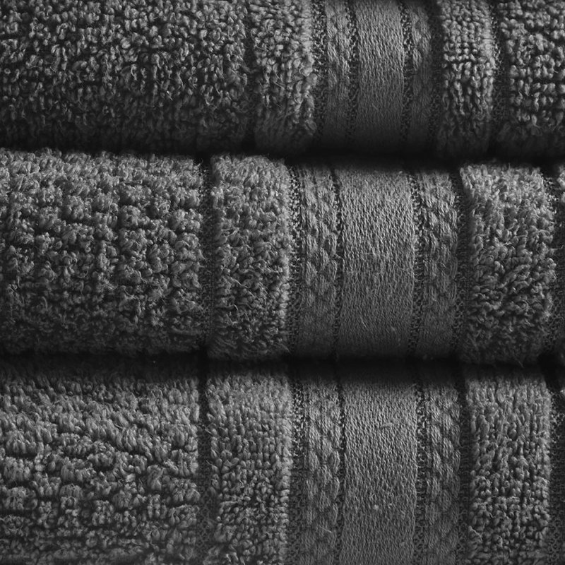 Ensemble 6 serviettes de bain en coton super doux à séchage rapide, Dark Grey