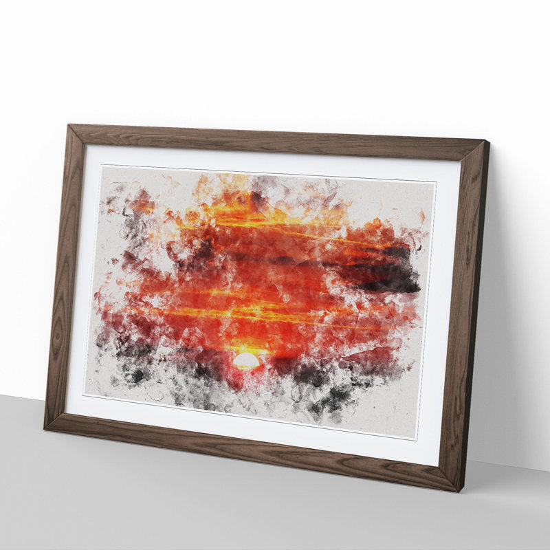 Red and Orange Sunset - Framed Print, Walnut Framed, 65cm H x 90cm W x 2cm D