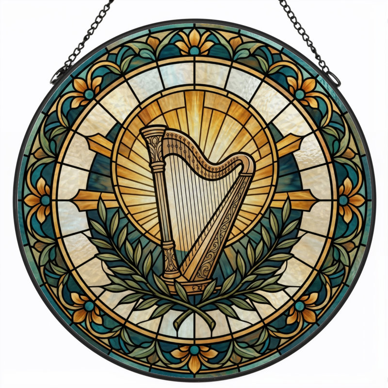 Panneau de vitrail en verre coloré, 7,8 heures, H 7,8 po