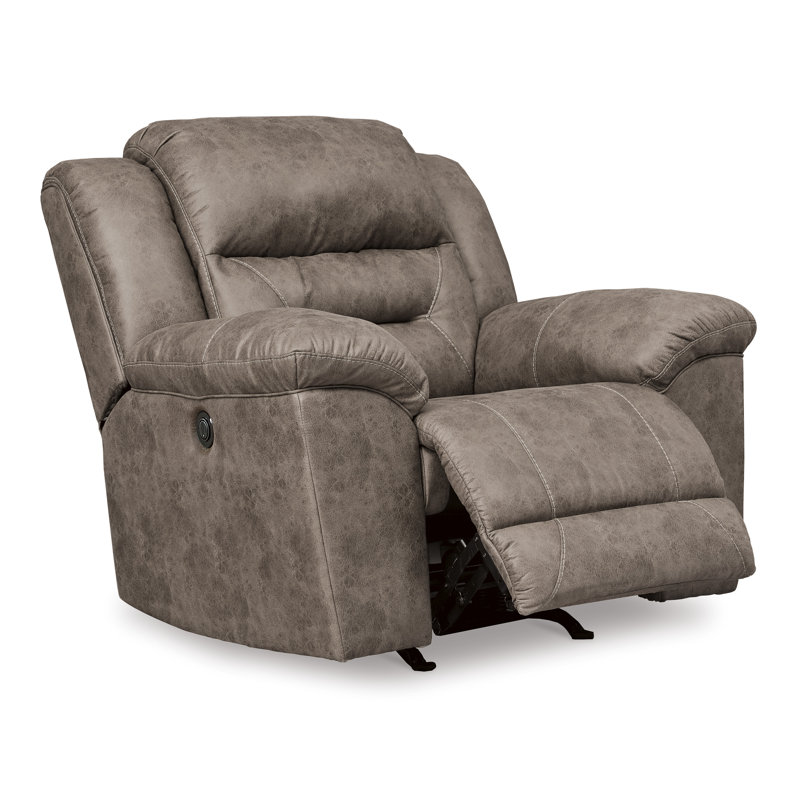 Fauteuil inclinable manuel berçant Aky, similicuir lisse, Marron clair