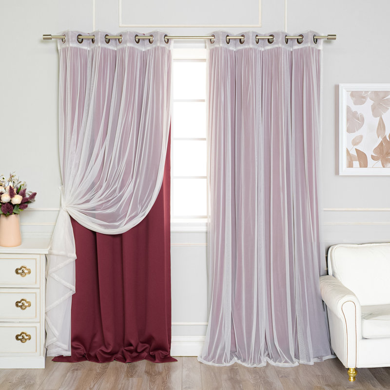 Granados Solid Room Darkening Thermal Grommet Curtain Panels, Burgundy, 52" W x 96" L