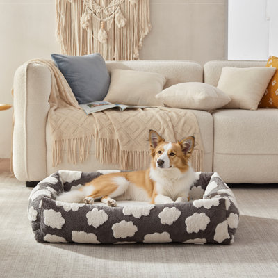 Orthopedic Dog Bed, Rectangular Sofa-Style Pet Bed with Raised Corners, Removable Machine-Washable Cover, Non-Slip Base, Jacquard Fabric