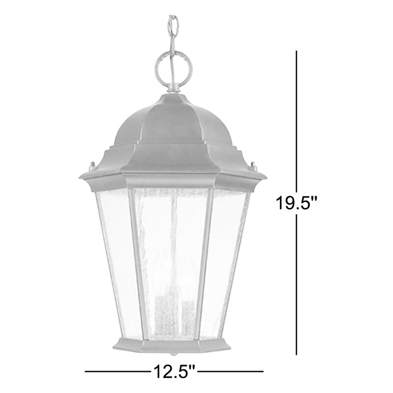 Lanterne suspendue d'extérieur à 3 lumières H 19,5 po Howa, Noir mat, Verre biseauté transparent