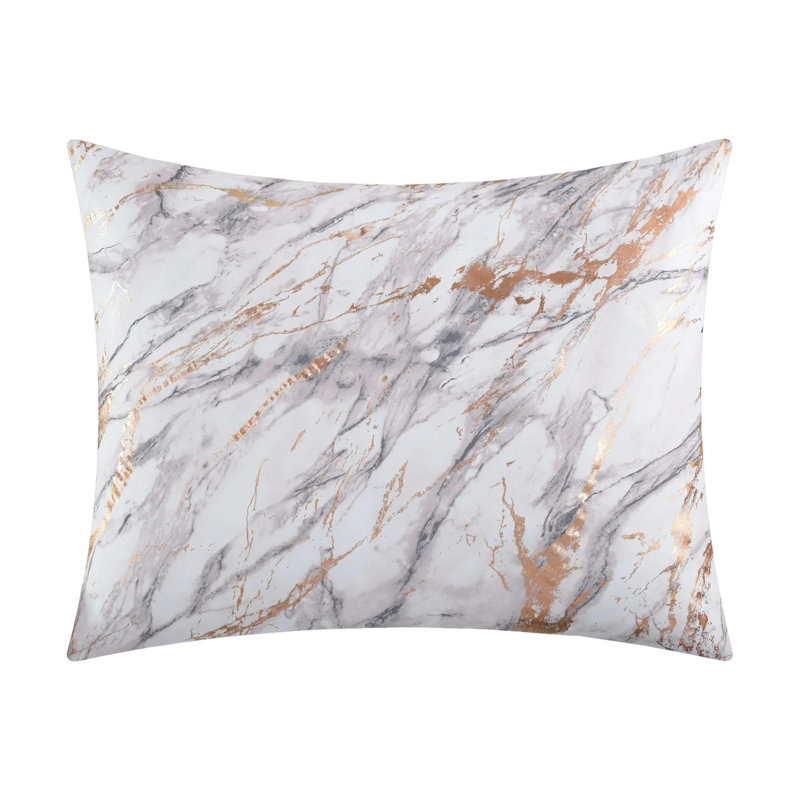 Metallic  Marble Comforter Set, Full Comforter + 2 Standard Shams, Rose Gold