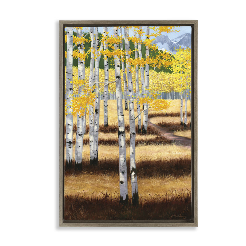 Cadre flottant Autumn Birch Trees, par Julie Peterson, H 25 po x l 17 po, Cadre flottant orme Montalcino