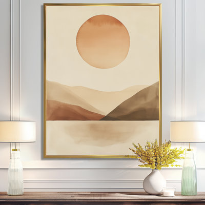 Soleil chaud sur les collines - Tableau sur toile au coucher du soleil brun