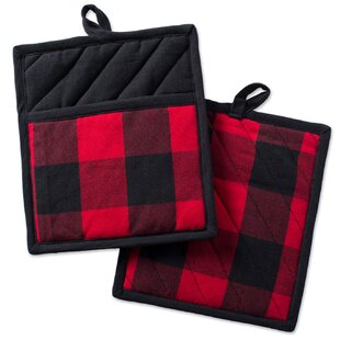 Achim Buffalo Check 2-Piece Black/White Pot Holders