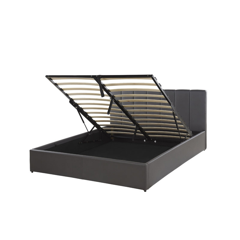 Dreux Upholstered Ottoman Storage Bed, European Double (140 x 200cm), Grey