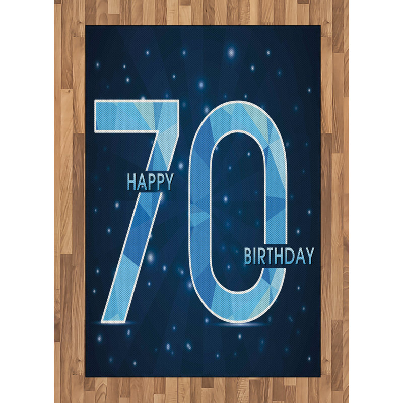 Tapis bleu marine 70th birthday, Rectangle— 4 pi x 5 pi 8 po