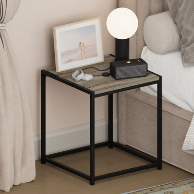 Table de chevet Camnus, table de chevet à structure métallique, table d'appoint sans outil, table de chevet, pour salon, chambre, chêne français gris