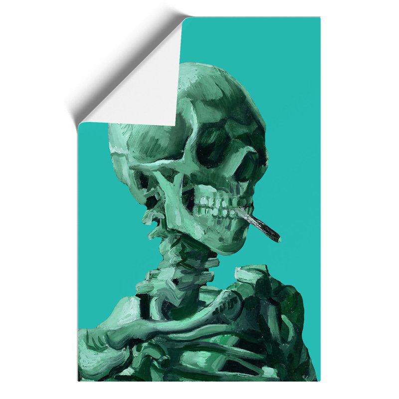Blue Skull of a Skeleton with Cigarette by Vincent van Gogh - Frameless Print, 84cm H x 59cm W x 0.1cm D