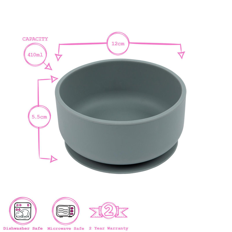 Tiny Dining - Baby Silicone Suction Bowls, Grey