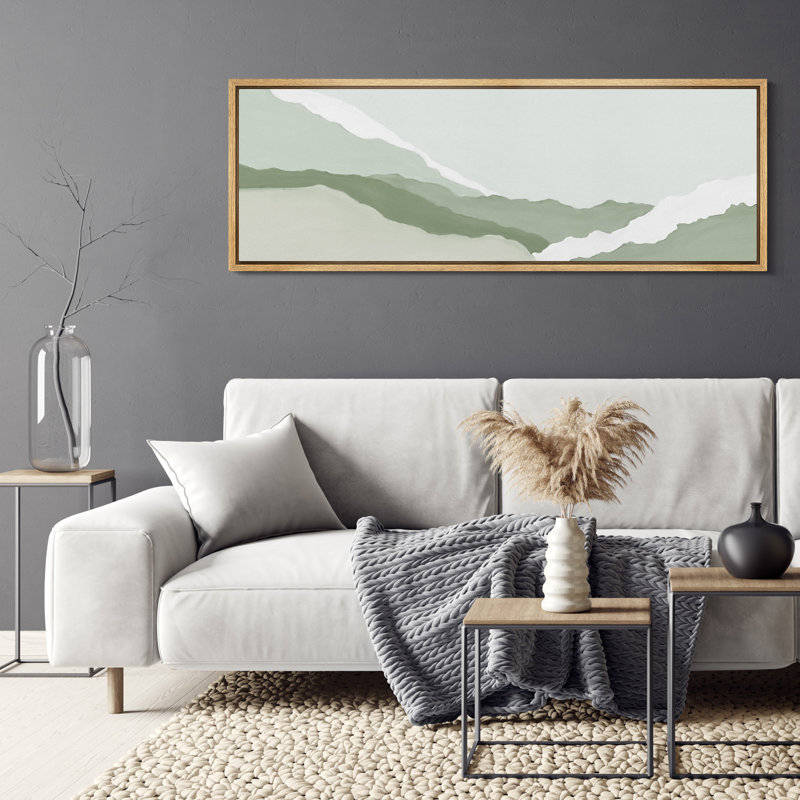 «Minimal Landscape Abstract Texture Green and White», reproduction sur toile, H 20 po x l 60 po, Naturel