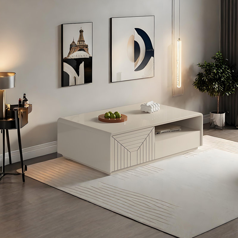 Table basse moderne de style crème, H 16,53 po x L 51,18 po x l 27,55 po