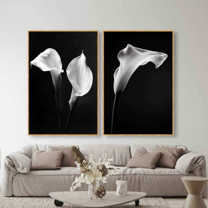 Calla Lily Set Set by Oliver Gal, 55" H x 37" W, Gold Floater Frame