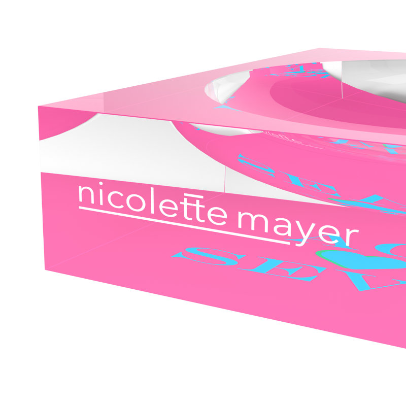 Square Abstract Decorative Tray, 8"W x 8"D x 2"H, Pink Blue