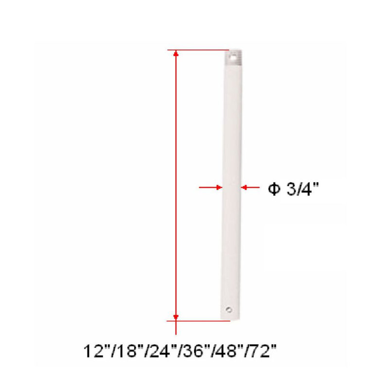 36-Inch White Steel Ceiling Fan Downrod