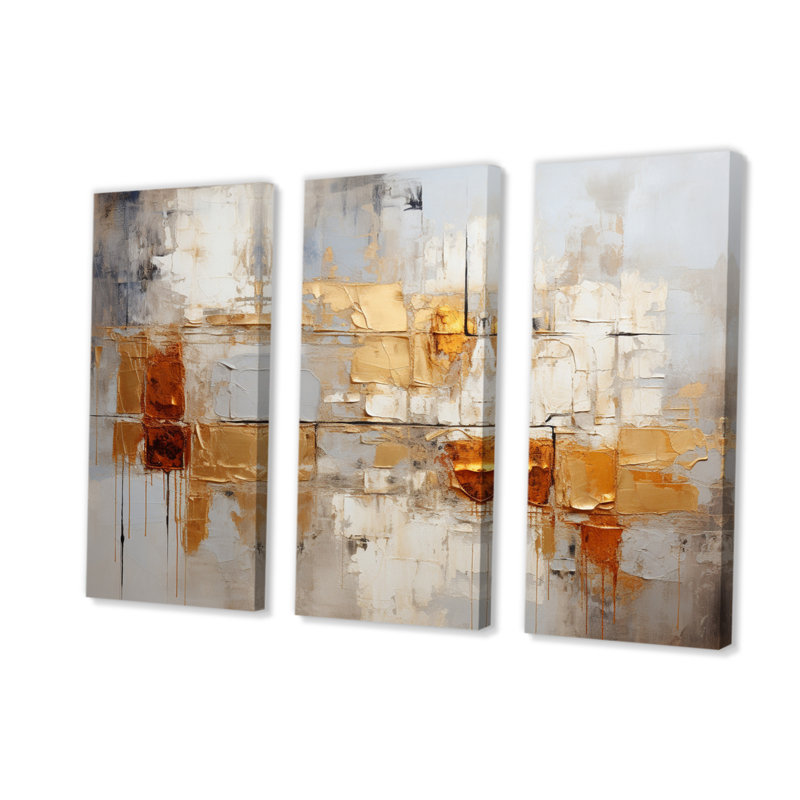 Transcendent Textures V - 3 pièces sur toile tendue, H 28 po x l 36 po x P 1 po