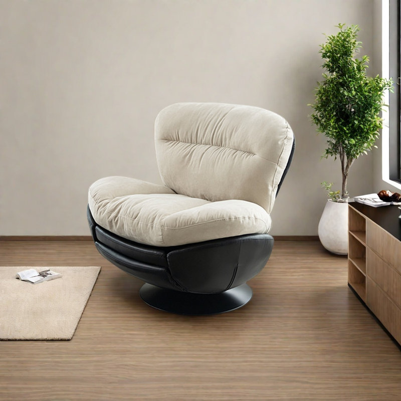 Chaise rotative en tissu Leisure technologies, Blanc/Noir, Noir