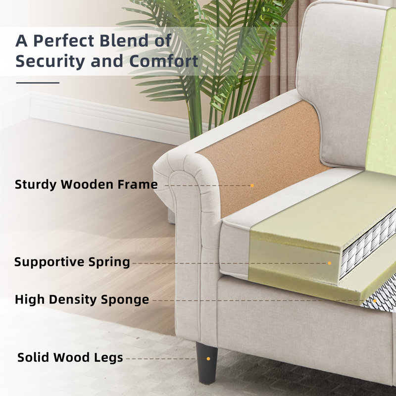 Ensemble de 2 chaises d'appoint rembourrées en tissu, Beige