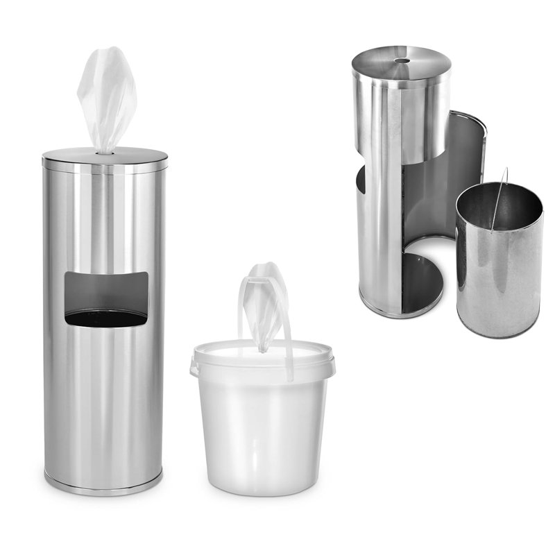 Stainless Steel Gym Wet Wipe Dispenser with 7 Gallons Trash Can