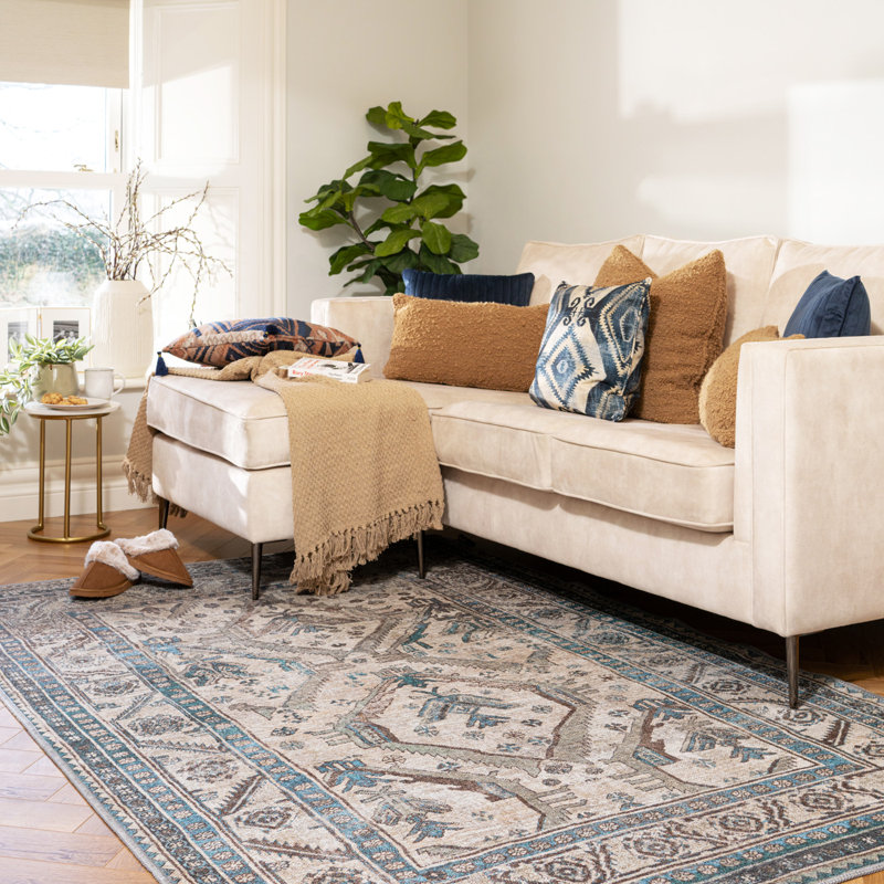 Vintage Look Cotton Flatweave Area Rug, 80cm x 150cm