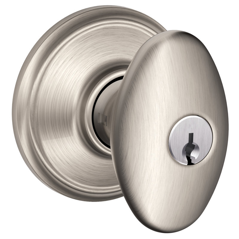 Bouton de porte à clé Siena, Nickel satiné, Oui