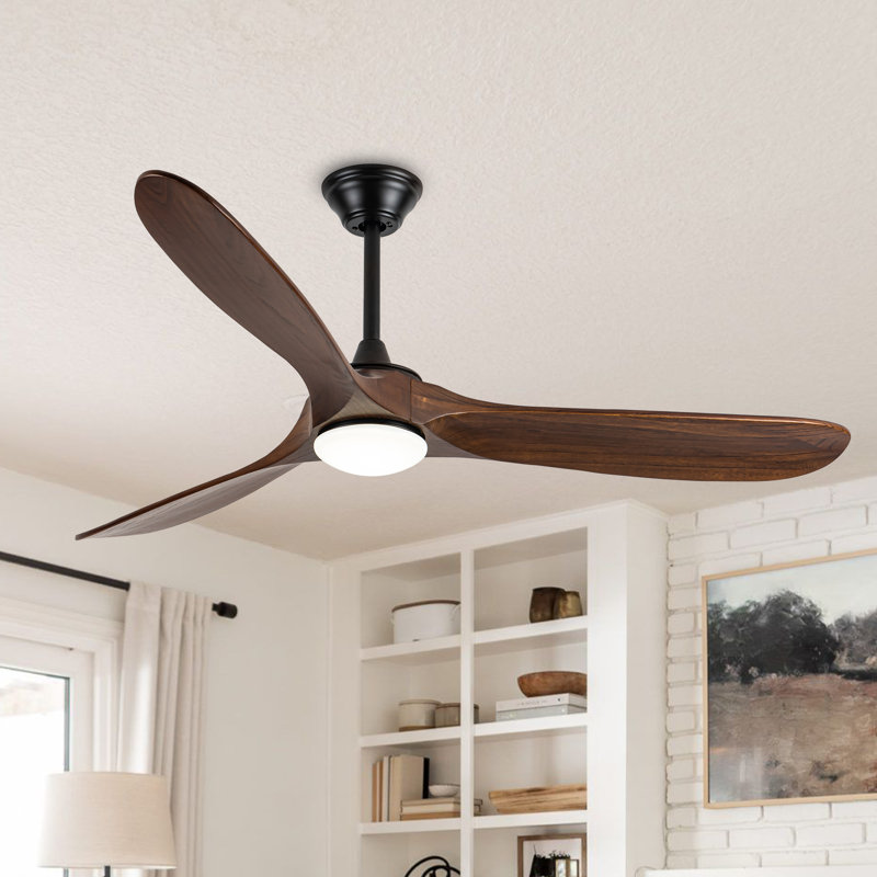 Netrapal 3-Blade Indoor Ceiling Fan with Remote and Light,3 LED Colors,6 Speed DC Motor,Timer, Deep Walnut, 70"