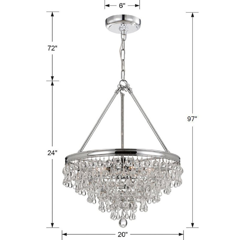 Freddy 6 - Light Dimmable Tiered Chandelier, Polished Chrome