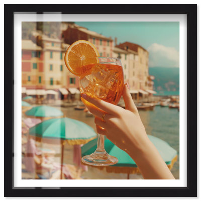 «Cheers to the Italian Coast», art italien rétro par Notoriart, cadre noir, 12 x 12