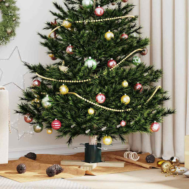 vidaXL Christmas Tree Stand 1.73 50 x 50 x 16 cm Solid Pine Wood, Green