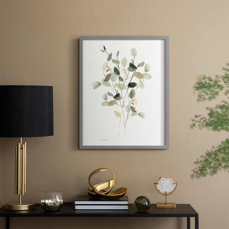 «Leafy Botanical I», reproduction encadrée - bois massif, Gris, H 30 po x l 24 po