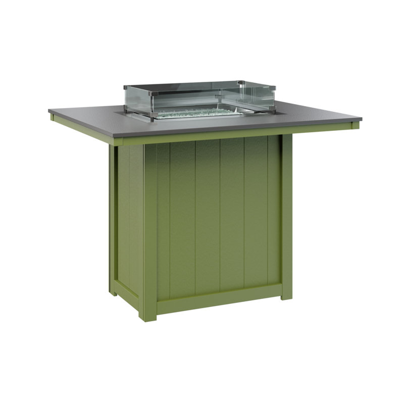 Berlin Gardens Donoma Dining Fire Pit Table, Hammered Top Stainless with Kiwi Green Base, 39" H x 41" W x 54" D