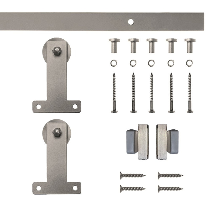 Ensemble de quincaillerie de porte de grange simple standard à fixation frontale (porte non incluse), Nickel satiné, 72 po