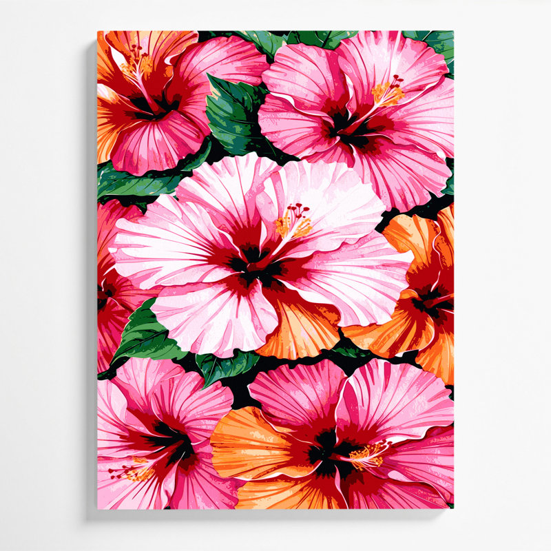 "Watercolor Botanical 11", art mural sur toile rose, 16" H x 20" W