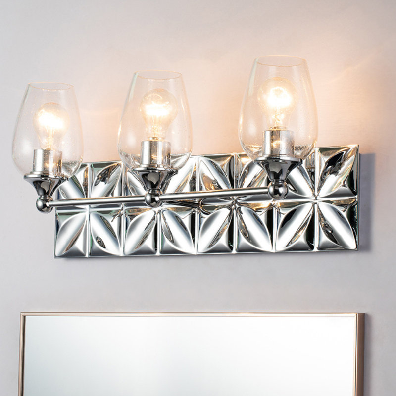 Stier Modern 3 Light Vanity, Chrome, Clear