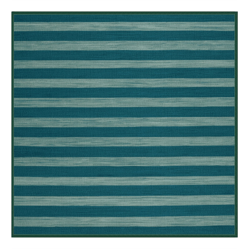 Tapis vert à rayures horizontales lavable à la machine, Carré 4 pi