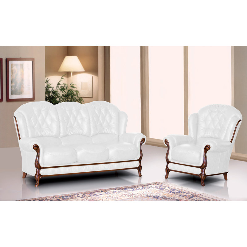 Breedlove 2 Piece Faux Leather Standard Living Room Set, White
