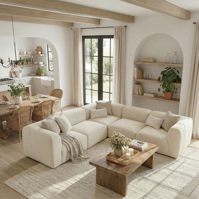 Confesor Chenille Modern L-Shaped Sectional Sofa