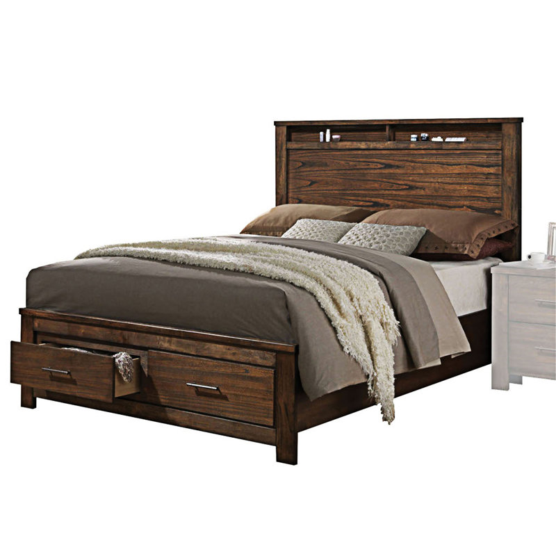 Lit en bois avec tête de lit et pieds de lit, Grand lit